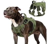 VavoPaw Heavy Duty Tactical Dog Harness for Medium Dogs, No Pull Adjustable Pet Harness Reflective Service Training Easy Control Pet Vest Military K9 Working Dog Harnesses, Army Green, M