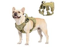 VavoPaw Heavy Duty Tactical Dog Harness for Small Dogs, No Pull Adjustable Pet Harness Reflective Service Training Easy Control Pet Vest Military K9 Working Dog Harnesses, Army Yellow, S