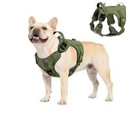 VavoPaw Heavy Duty Tactical Dog Harness for Small Dogs, No Pull Adjustable Pet Harness Reflective Service Training Easy Control Pet Vest Military K9 Working Dog Harnesses, Army Green, S