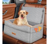 VavoPaw Medium Dog Car Seat, Dog Booster Seat Under 50Lbs or 2 Small Dogs Washable, Pet Cars Seats with 2 Safety Leashes, Dogs Sofa Bed Cushion Add Thick Sponge, Pet Car Carrier for Travel, Gray