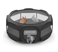 VavoPaw Pet Playpen for Small Animals, Breathable Cat Tent with Removable Zipper Cover & Waterproof Base, Portable Cat Playpen for Puppy Cats Kittens Rabbits Chicks, Indoor/Outdoor Use, Black