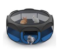 VavoPaw Pet Playpen for Small Animals, Breathable Cat Tent with Removable Zipper Cover & Waterproof Base, Portable Cat Playpen for Puppy Cats Kittens Rabbits Chicks, Indoor/Outdoor Use, Black + Blue
