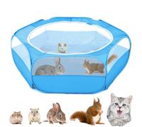 VavoPaw Small Animals Playpen, Waterproof Breathable Indoor Pet Cage Tent with Zipper Cover, Portable Outdoor Exercise Yard Fence for Kitten Hamster Bunny Squirrel Guinea Pig Hedgehog, Light Blue