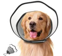 VavoPaw Soft Dog Cone Collar for After Surgery, Adjustable Dog Recovery Collars for Large Medium Small Dogs, Breathable Dog Protective Cone for Pets to Stop Licking, Dog Surgery Collar, L Size, Grey