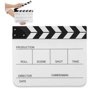 VAVPUP 10x12inch Acrylic Film Movie Clapboard,Director's Clapperboard,Scene Acrylic Clapperboard,Easy Wipe Acrylic Clapper for Film,TV Series,Shoot Props,Commercials (White, Black and White)