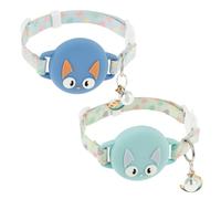 VAVPUP 2-Pack Silicone Cat Collars Night Glow Stretchy Eco-Friendly Collar for Cats 22-30cm Neck,Waterproof GPS Tracker Compatible,Lightweight Kitten Safety Collar Set(Style 1)