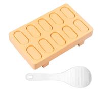 VAVPUP 2pcs 10-Cavity Sushi Mold Kit ABS Texture Technology Non-Stick Design with Scoop,Grade 20x12cm for Japanese Sushi & Nigiri Rice Ball (Yellow)