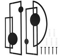 VAVPUP 2pcs 3D Textured Metal Wall Art,Modern Geometric Abstract Sculptures with Anti-Corrosion Coating,22x40cm Industrial Black Wall Decor for Living Room Home Decoration (Black)