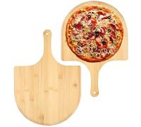 VAVPUP 2PCS Bamboo Pizza Peel Rack Food Tray & Cutting Board Angled Blade Hanging Hook Non-Slip Long Handle for Homemade Pizza and Bread 15.75 × 11.02 × 0.31 Inches