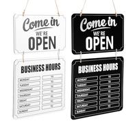 VAVPUP 2PCS Business Hours Hanging Chalkboard Open Closed Sign Wooden Welcome Chalk Boards Double Sided Restaurant Door Sign with Erasable Blackboard Pen for Florist Cafe Store Restaurant(2pcs)