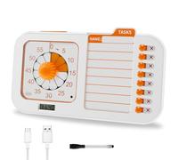 VAVPUP 3 in 1 Visual ADHD Timer for Kids and Adults with Planning Board 60min Silent Focus Tool for Kids Daily Routines Schedule Chores Study (Orange)