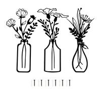 VAVPUP 3 pcs Black Metal Wall Art Set Resistant Bohemian Floral wall decor Black Vase Filigree Wall Decor for Modern Interiors with Mounting Kit (30 * 15 * 0.8cm)