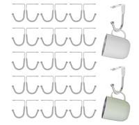 VAVPUP 32Pcs Cup Hooks,Mug Hooks Under Cabinet Hook Metal Mug Holder Under Shelf Coat Claws Wall Mounted Cup Holder for Kitchen Utensil Storage Drying Pots Pans Coffee Tea Cups