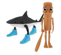 VAVPUP 3D Printed Shark in Sneakers & Tung Sahur Stick Man Set Poseable Desktop Figures,Meme Collectibles with Flexible Joints 2-Piece Funny Animal Decor for Desk,Gift Boxes(Shark + Stickman)