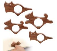 VAVPUP 4 pcs Walnut Thumb Bookmark Set Animal-Shaped Page Holders for Hands-Free Reading,Wooden Cat/Dog Design with Dual Sizes,Perfect Gift for Teachers Student Bookworm Readers Literary(Walnut)