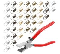VAVPUP 40 Pcs 4 Colors Key Fob Hardware with Key Ring,Glass Running Pliers Tools with Flat Jaws,Studio Running Attach Rubber Tips Perfect for Keys Hardware Install,Mounting Pliers(40pcs-4colors)