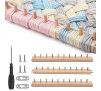 VAVPUP 46”Chunky Knitting Blanket,Foldable Wooden Frame No Need for Knitting Needles Portable DIY Hand Needlework Kit for Beginners,Reusable Blanket Bulky Yarn Crafts&Gifts(46 inch)