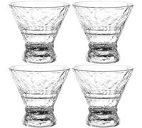 VAVPUP 4Pcs Martini Glasses Set, 8 OZ Transparent Cocktail Cups,Stemless Martini Cups Reusable Plastic Cocktail Cup,Multifunction Margarita Cup for Gimlet,Margarita,Drink,Juice,Party,Gift (Textured)