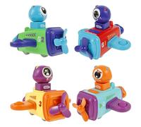 VAVPUP 4Pcs Press and Spin Airplane Toys,ABS Press and Go Baby Toy Cars Early Educational Toys Supporting Child Development for 4-6 Year Old Kids Boys Girls Travel Carrying 13 * 13 * 10.5cm