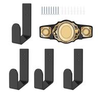 VAVPUP 4Pcs Wrestling Championship Belt Wall Mount Display Case,Perfect Belt Hanger for Adults & Kids,Durable & Easy to Install Title Belts Organizer Holder for Wall(black,4 pieces)