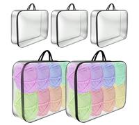 VAVPUP 5PCS Clear Yarn Storage Organiser,Large Storage Capacity Water Proof Proof Properties Yarn Oragnizer with Handle Double Zipper Seal for Toys,Clothes,Blanket 40×30×10cm(5PCS-black)