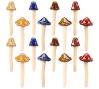 VAVPUP 8-Colour 16-PCS Colorful Garden Mushrooms,Fairy Garden Mushroom Glazed Ceramic Hand Painted Bright Colors,One of a Kind for,Balcony,Housewarming Present,Outside Mini Statue Gifts(16PCS)