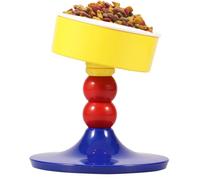 VAVPUP Adjustable Elevated Ceramic Cat Bowl with Tilt & Height Control Anti-Slip Removable Cat Food Dish for Whisker Fatigue,Wide Shallow Pet Bowl for Cats/Kittens/Dogs(Yellow, red and blue)