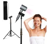 VAVPUP Aluminum Alloy Adjustable Hair Dryer Stand Holder 60-195cm Adjustable Tripod with Hands Free 180 Degree Rotation,for Compatible with Compact Styling Tools (Black)