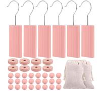 VAVPUP Cedar Blocks for Clothes Storage Super Bundle - 6 Hangers,24 Wood Balls & 8 Wood Rings,2 Shavings Sachets - 100% Natural Aromatic Cedarwood,Closet Freshness & Moth Repellent for Drawers