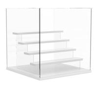 VAVPUP Clear Acrylic Display Box,Multi-Tier Collectibles Organizer with Removable Ladder,Dust-Free Storage Case for Figurines,Display case,LEGO,Jewelry, and More(white-Five layers)