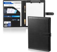VAVPUP Clipboard Folder A4, Professional PU Leather Portfolio Folder,Legal Pad Holder for A4 Letter Size Notepad,Resume,Writing Pad,Ideal Organizer for Business Office Conference,32.2x24cm(A4-black)