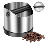 VAVPUP Coffee Knock Box,700ML Stainless Steel Coffee Waste Container,Non-Slip and Shock-Absorbent Knock Box with Removable Bar(silver)