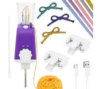 VAVPUP Electric I-Cord Maker Tool - Automatic Knitting Mill for Wool Cord Crafting,DIY Crochet Device for Adults & Kids(purple)