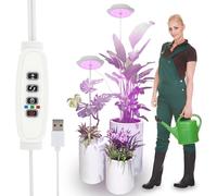 VAVPUP Grow Lights for Indoor Plants-Full Spectrum Double-Headed Plant Light,104 LED with 3 Spectrums 8/12/16H Timer for Indoor Plants,360°Rotation&7.48"-27.95" Adjustable Stand,10 Brightness Levels
