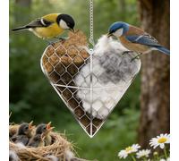 VAVPUP Handmade Fiber Bird Nesting Heart - Birds Nests Material Holder,Heart Shape Hummingbird Nesting,Dual-Season Outdoor Bird Shelter Nester Houses Design For Wild Birds Home Garden Yard(style1)