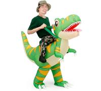 VAVPUP Inflatable Dinosaur Costume Adult,Funny Riding T Rex Costumes Adults Powered by 4 AA Batteries for Halloween,Carnival,Annual Party,Bar Event for 160-190cm Adult(green)