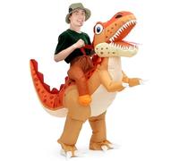 VAVPUP Inflatable Dinosaur Costume Adult,Funny Riding T Rex Costumes Adults Powered by 4 AA Batteries for Halloween,Carnival,Annual Party,Bar Event for 160-190cm Adult(brown)