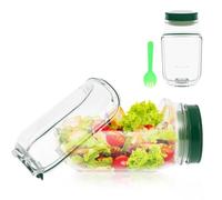 VAVPUP Original Salad Pod - 700ML Side Open Design with Leakproof Dressing Container,Microwave/Dishwasher/Freezer Safe for Meal Prep & Travel,Ideal for Home,Outdoor & Party Use (1pcs-Green+fork)