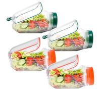 VAVPUP Original Salad Pod - 700ML Side Open Design with Leakproof Dressing Container,Microwave/Dishwasher/Freezer Safe for Meal Prep & Travel,Ideal for Home,Outdoor & Party Use (4pcs-Green+Orange)