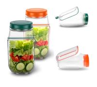 VAVPUP Original Salad Pod - 700ML Side Open Design with Leakproof Dressing Container,Microwave/Dishwasher/Freezer Safe for Meal Prep & Travel,Ideal for Home,Outdoor & Party Use (2pcs-Green+Orange)
