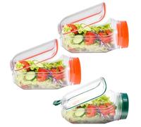 VAVPUP Original Salad Pod - 700ML Side Open Design with Leakproof Dressing Container,Microwave/Dishwasher/Freezer Safe for Meal Prep & Travel,Ideal for Home,Outdoor & Party Use (3pcs-2Orange+Green)