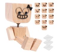 VAVPUP Shaking Wooden Man Figurine,Handmade Wooden Doll with 12/13Pcs Expressions,Charming Shaking Feet Doll,Car Dashboard Accessories,Desk Decor(style 4,13 expressions)