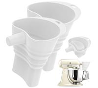 VAVPUP Silicone Foldable Flour Funnel for Mixer,Easy Pour No-Mess Attachment,Anti-Splash Accessory,Fits Tilt-Head 4.5-7 Qt (KSM150),Durable Dishwasher-Safe Baking Tool(white,2)