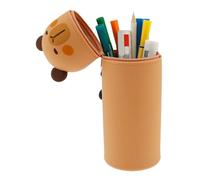 VAVPUP Silicone Kawaii Pencil Case & Standing Pen Holder 2-in-1 Folding Desk Organizer,Convertible from Box to Holder,Cute Animal for Boys Girls Soft Silicone Kawaii Cute Zipper Closur(Panda)