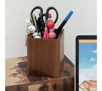 VAVPUP Solid Black Walnut Wood Pen Holder - 8x8cm Diamond & Square Design with Natural Grain,Smooth Finish Desk Organizer for Stationery/Makeup Brushes,Stylish Office/Home Decor & Gift