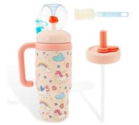 VAVPUP Stainless Steel Whale Fountain Tumbler with Handle, 710 ml, Leak-Proof Whale Drinking Cup with Handle Lid and Straw, Cute Drinking Bottle for Children, Teenagers and Adults, Dishwasher Safe