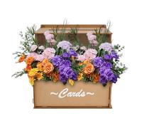 VAVPUP Wedding Card Box with Flower Trough,Solid Wooden Wedding Post Box for Cards with Acrylic Window for Weddings,Baby Showers,Anniversaries,Children's Parties,12 Spacers 25x20x24.5(1pcs-brown)