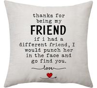 VAVSU Friend Gift for Women Girls Thanks for Being My Friend If I Had A Different Friend I Would Pouch Her In The Face And Go Find You Cushion Cover for Female Friend Birthday (FRIEND-HER-1)