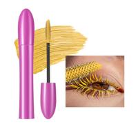 Vawolecy 5D Silk Fiber Eyelash Mascara, Yellow Volume Mascara with Soft Brush, No Clumping & No Smudging & No Flaking Curling, Long-Lasting Waterproof with False Lash Effect