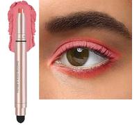 Vawolecy Double-Ended Eyeshadow Stick, Waterproof Eye Shadow with Sponge, Soft Creamy Matte Shimmer Long Lasting Eyeshadow Pencil for Daily Makeup